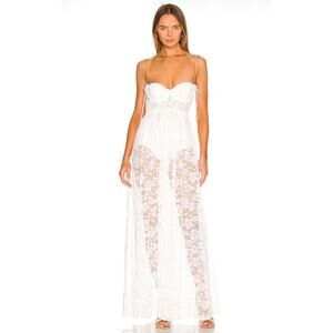 For Love & Lemons Lorena Lace Maxi Dress in White NWT Size Small